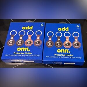 Onn. Holder w Carabiner Style Ring for Apple AirTags Vegan Leather Two Boxes